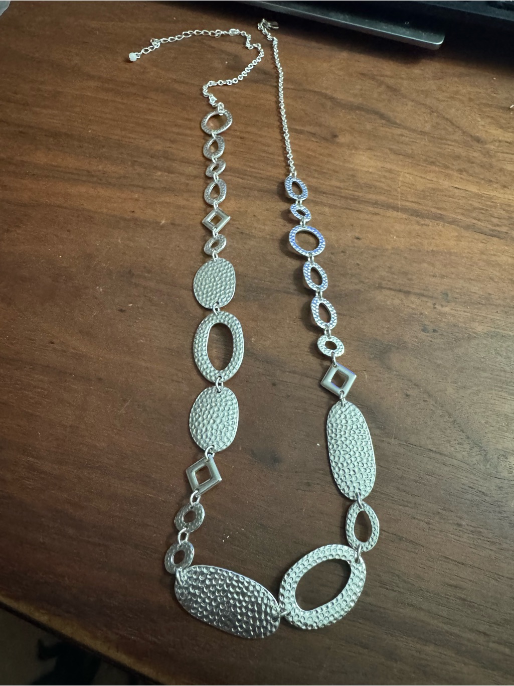 Silver Toned Hammered Link Necklace Nwt Brand
